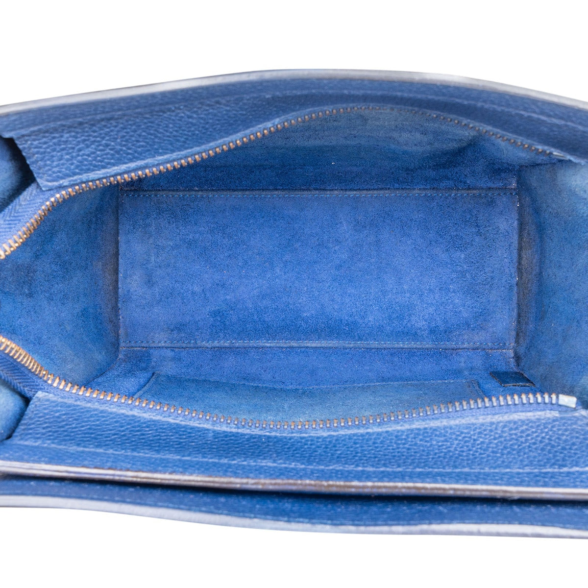 Céline Blue Grained Leather Luggage Nano Crossbody Handbag