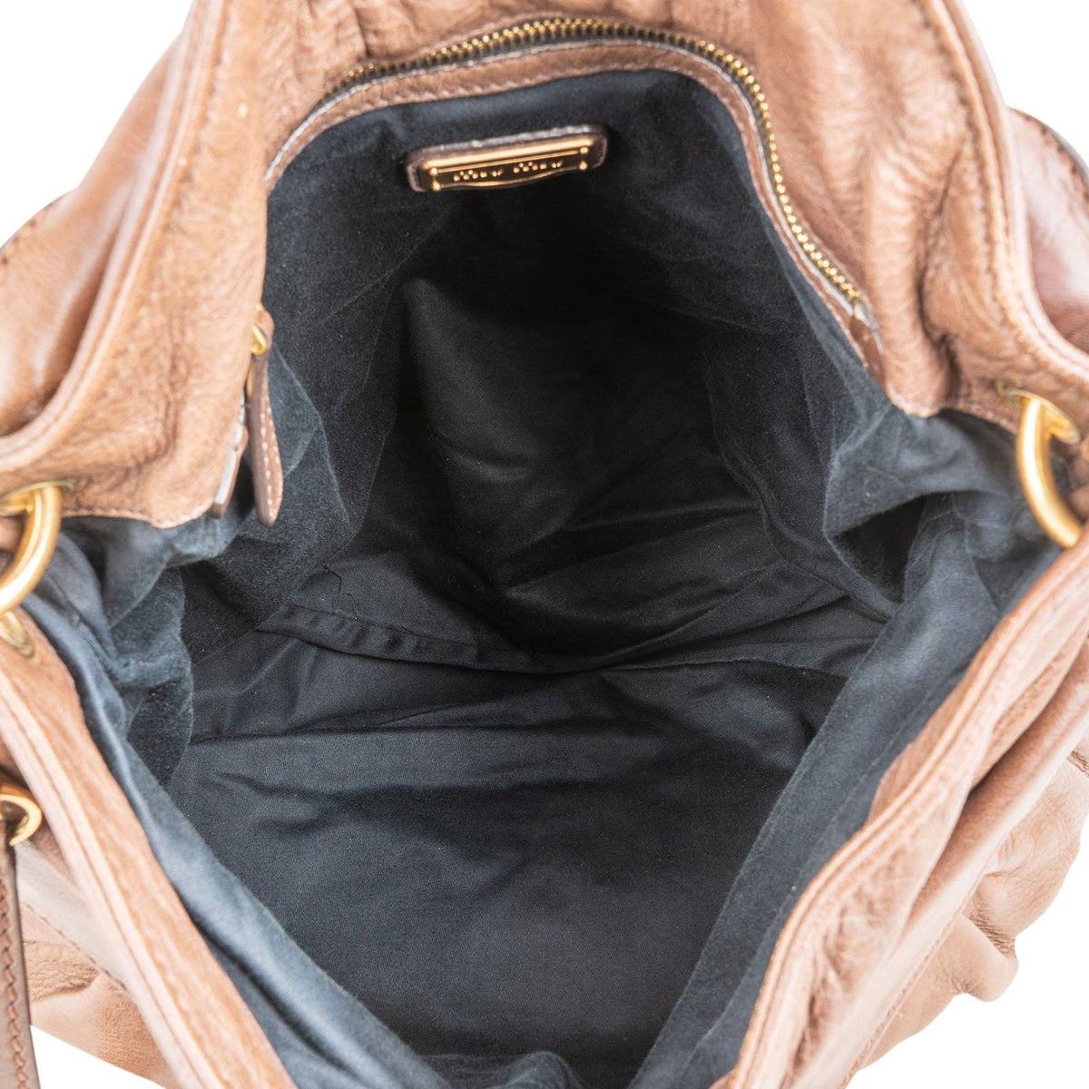 Miu Miu Vitello Daino Leather Coffer Hobo Shoulder Bag