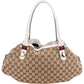 Gucci Monogram GG Canvas Web Stripe Tote Shoulder Bag
