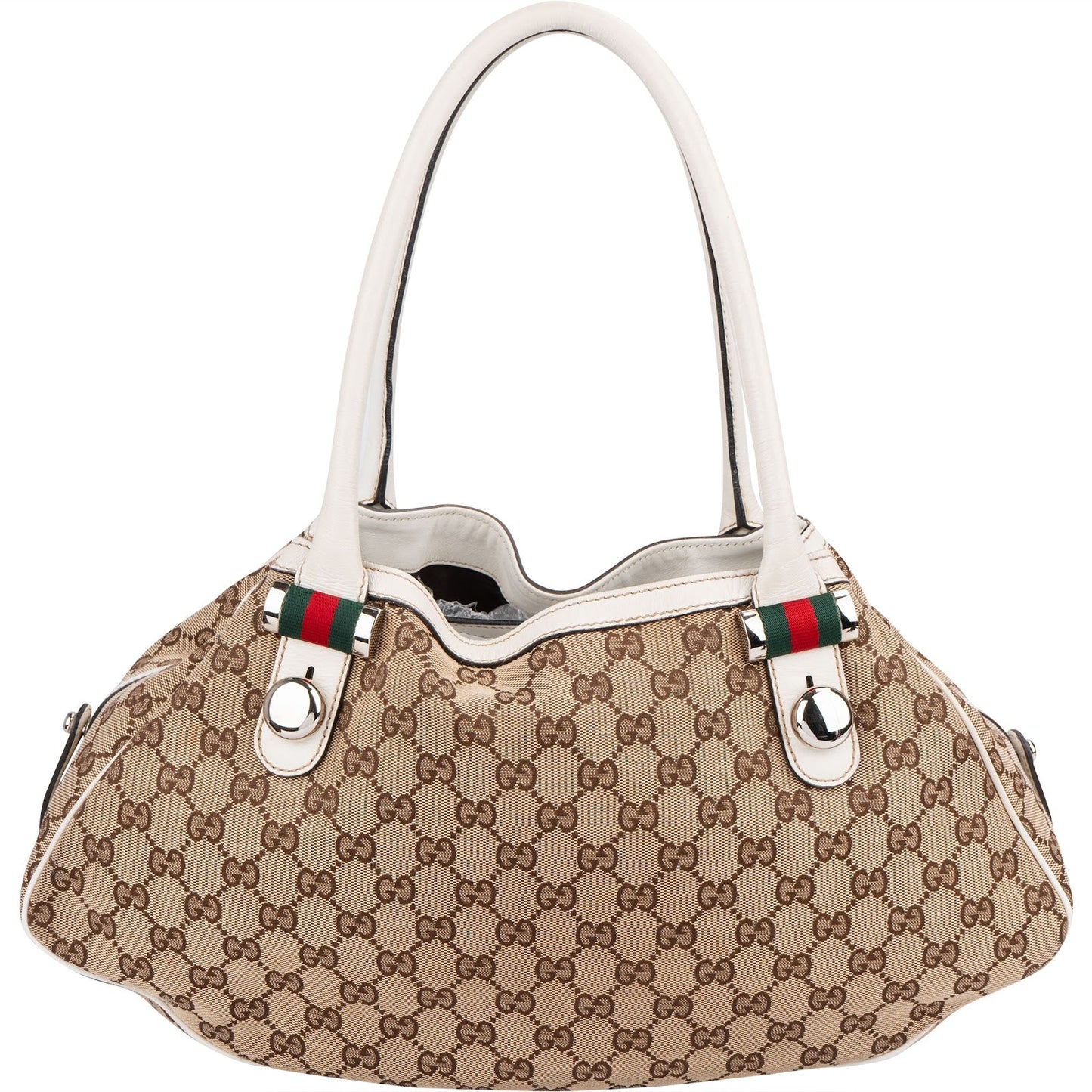 Gucci Monogram GG Canvas Web Stripe Tote Shoulder Bag
