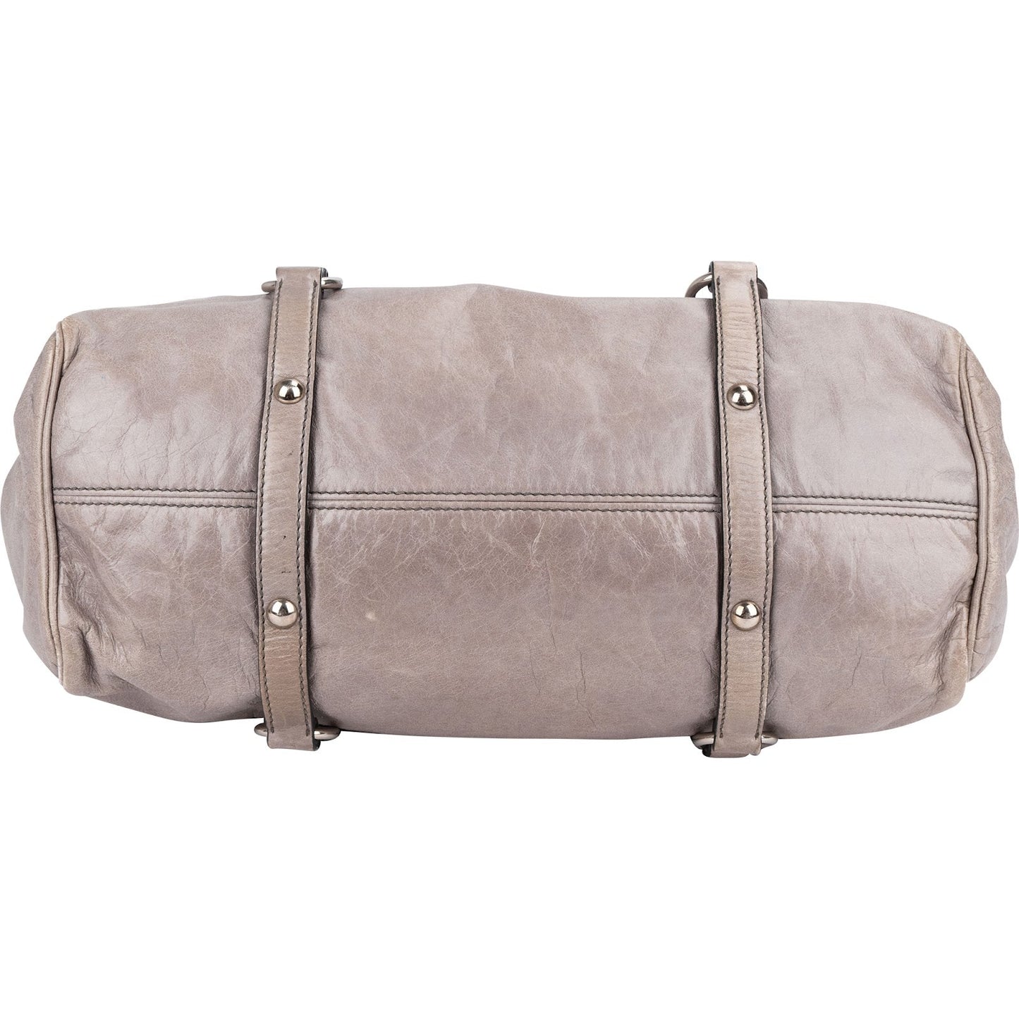 Miu Miu Grey Vitello Lux Bow Satchel Handbag