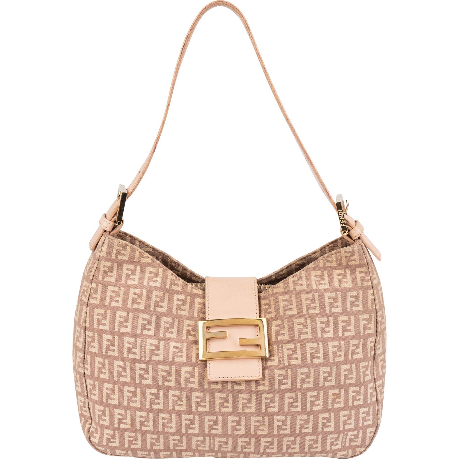 Fendi Monogram FF Zucca Canvas Baguette Buckle Shoulder Bag