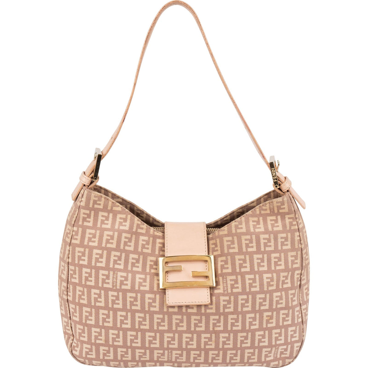 Fendi Monogram FF Zucca Canvas Baguette Buckle Shoulder Bag