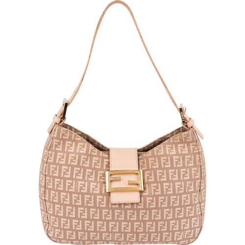 Fendi Monogram FF Zucca Canvas Baguette Buckle Shoulder Bag