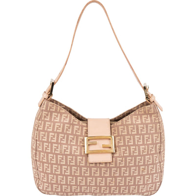 Fendi Monogram FF Zucca Canvas Baguette Buckle Shoulder Bag