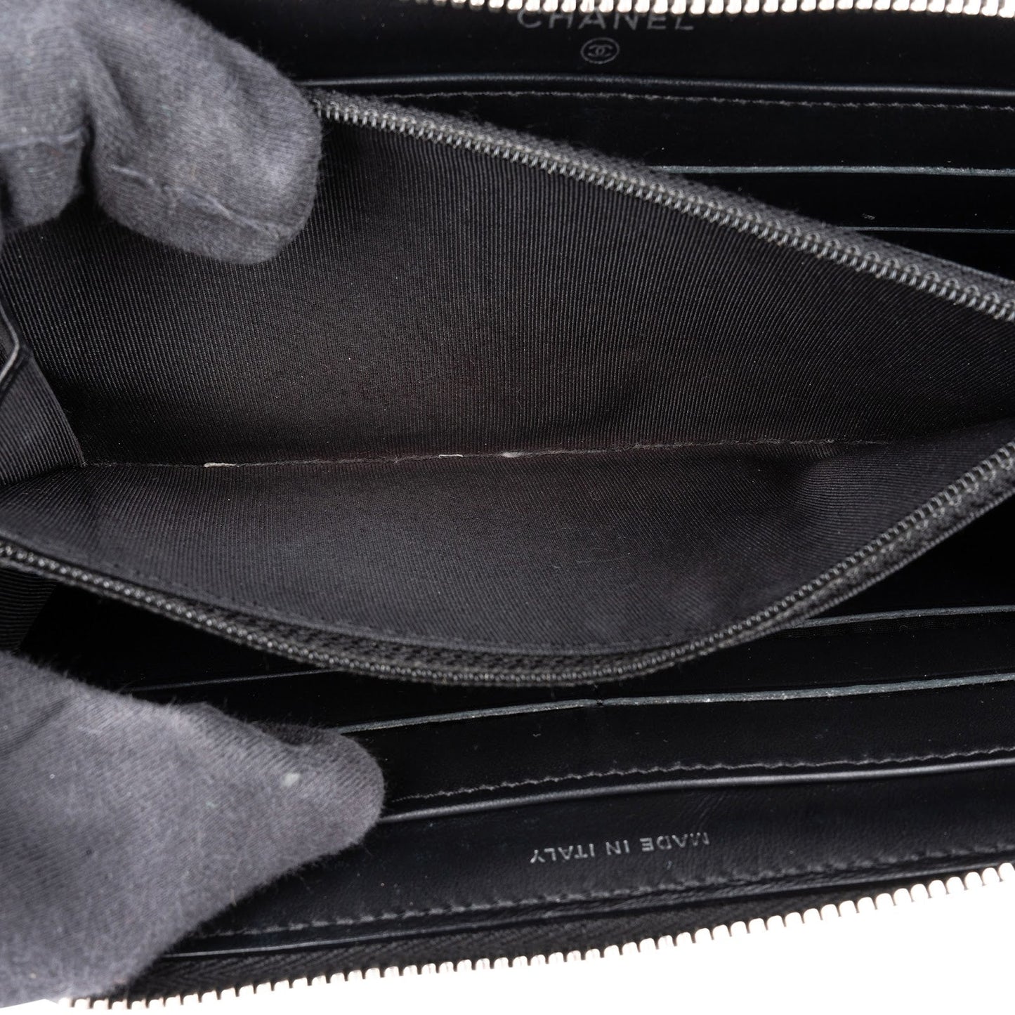 Chanel Quilted Glittered Caviar Leathe CC Wallet