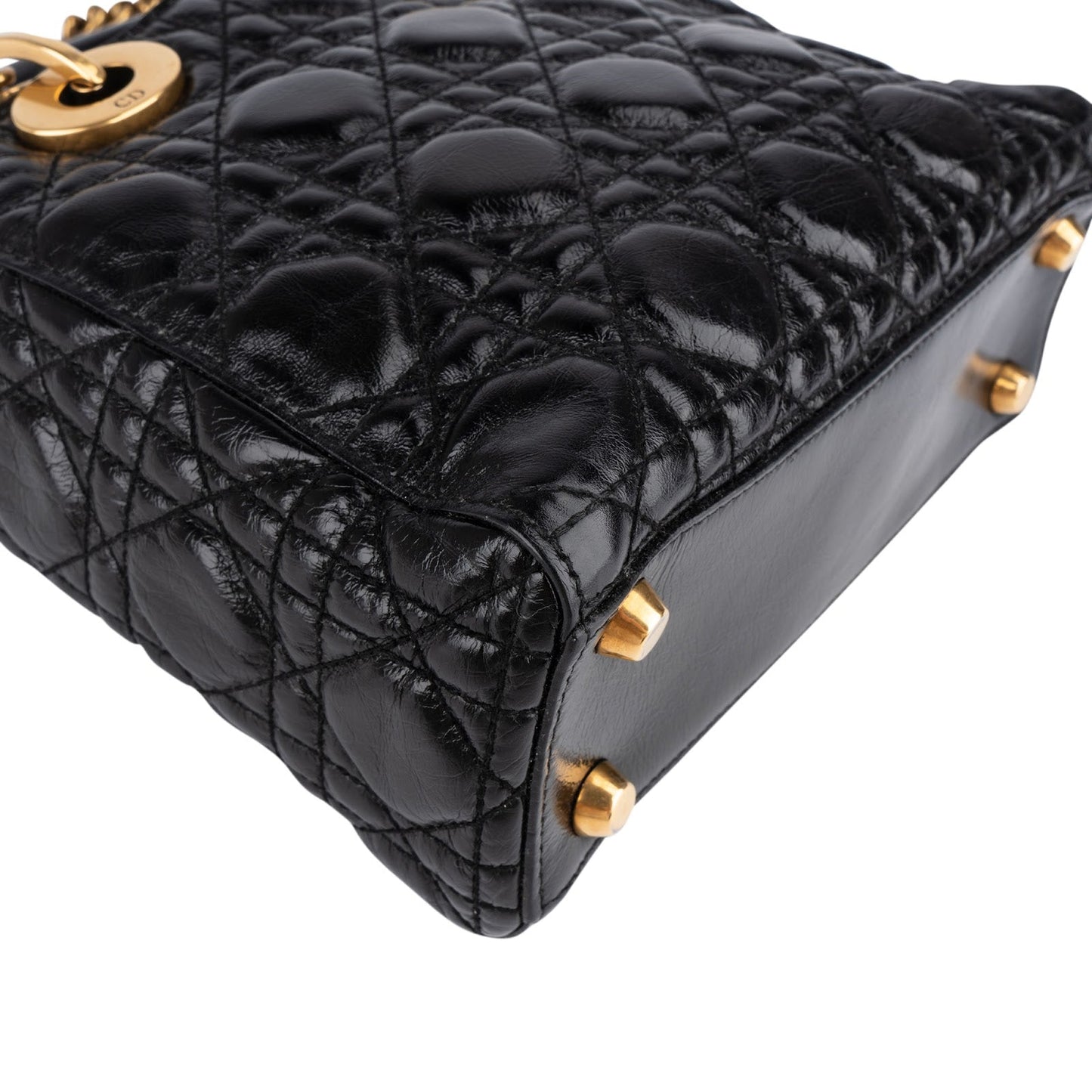 Christian Dior Crinkled Quilted Lambskin Lady Dior Handbag