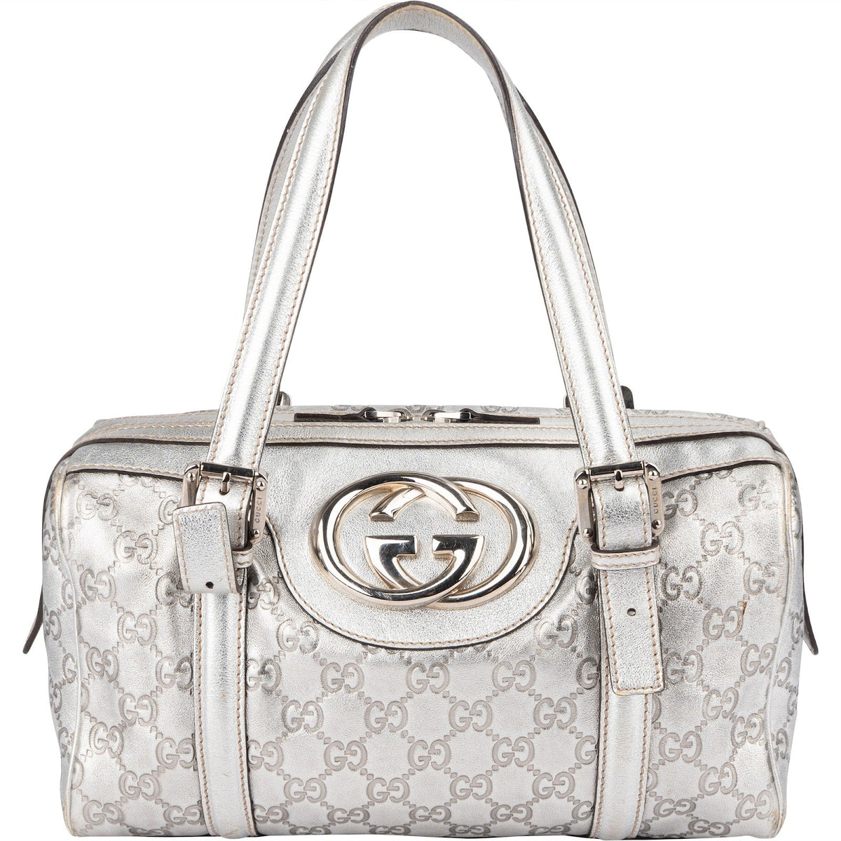 Gucci Leather Monogram Interlocking G Boston Bag Handbag