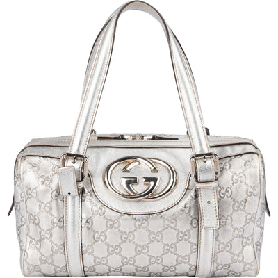 Gucci Leather Monogram Interlocking G Boston Bag Handbag