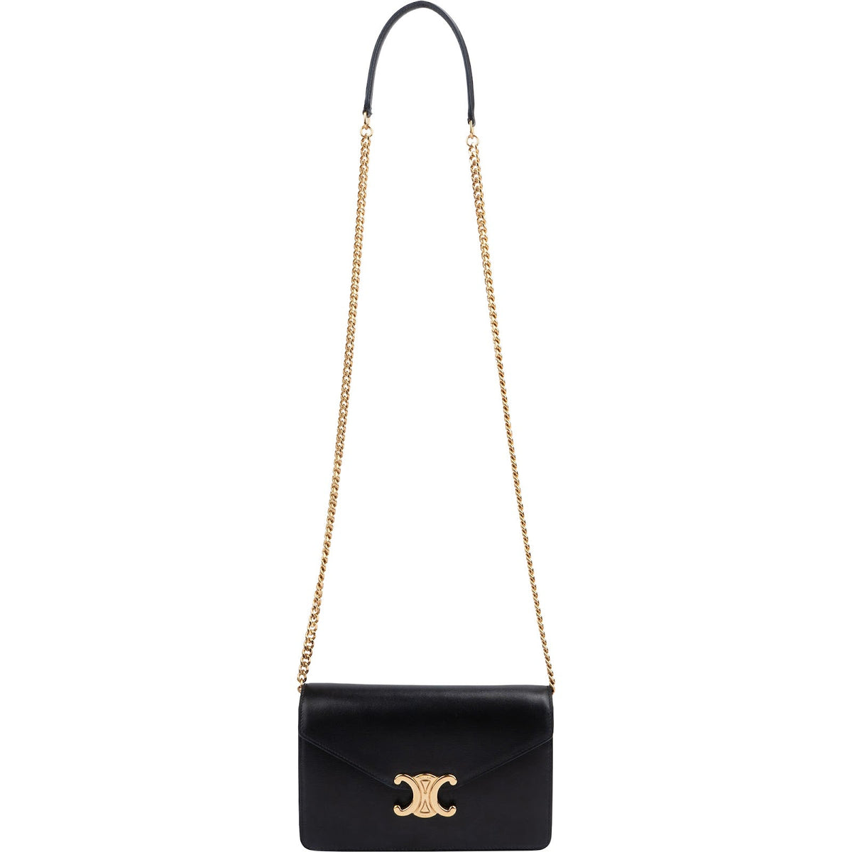 Celine Triomphe Wallet on Chain aus schwarzem Kalbsleder – Ansicht 7