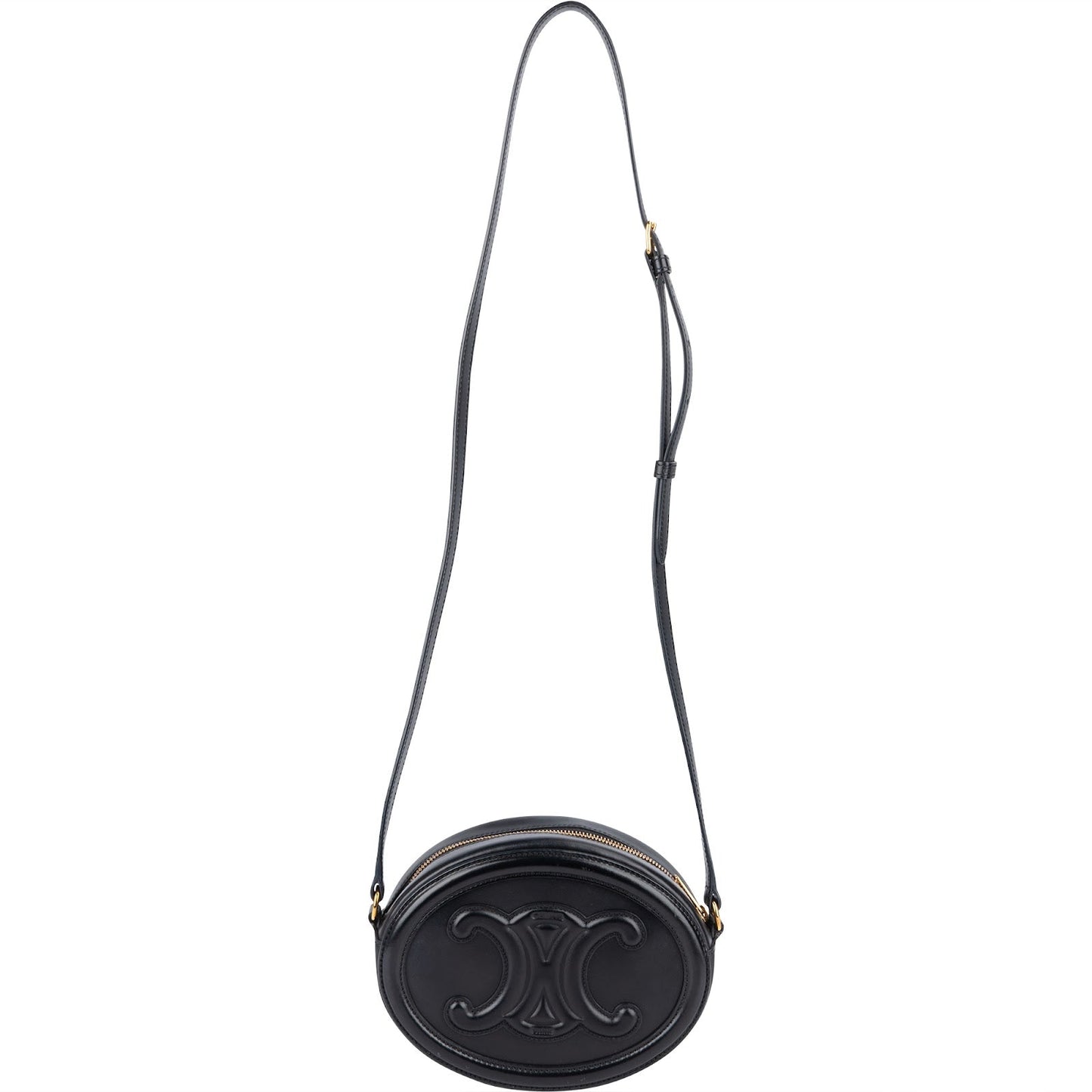 Celine Leather Cuir Triomphe Oval Purse Crossbody Bag