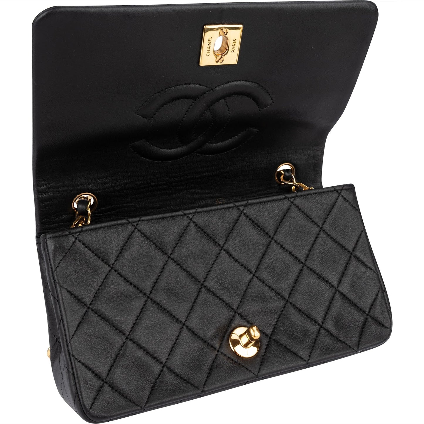Chanel Quilted Lambskin 24K Gold Single Flap Crossbody Bag