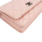 Chanel Pink Quilted Lambskin Crystal Top Handle Wallet On Chain Crossbody Bag