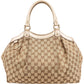 Gucci Monogram GG Canvas Metallic Leather Sukey Handbag
