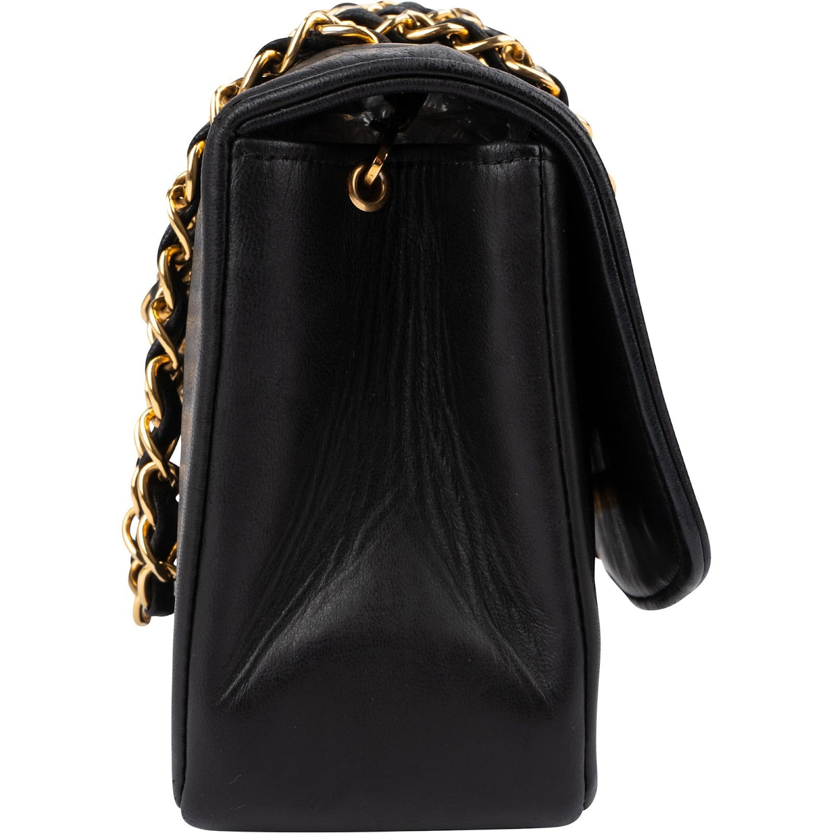 Chanel Quilted Lambskin 24K Gold Diana Single Flap Crossbody Bag