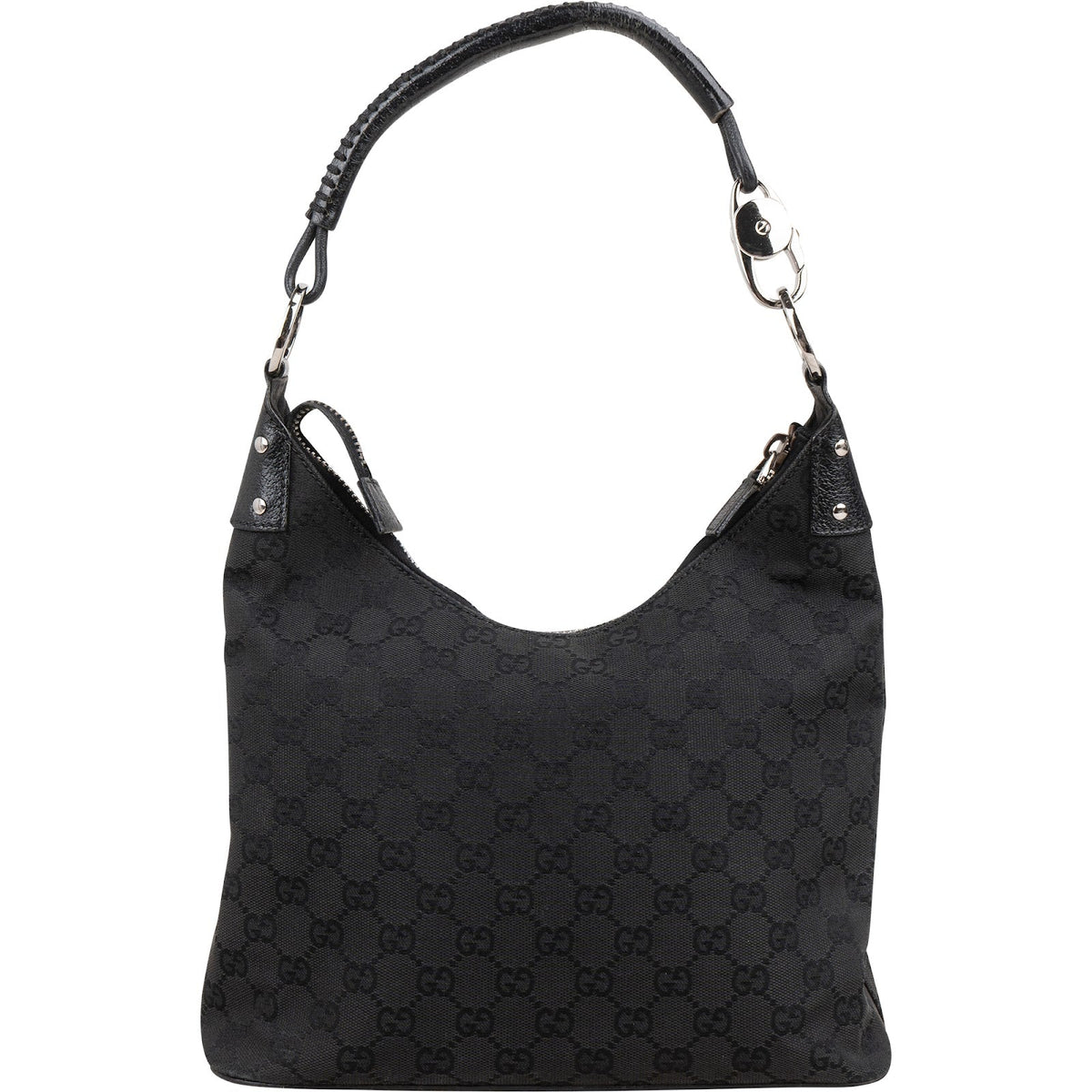 Gucci Monogram GG Canvas Ring Woven Handle Shoulder Bag