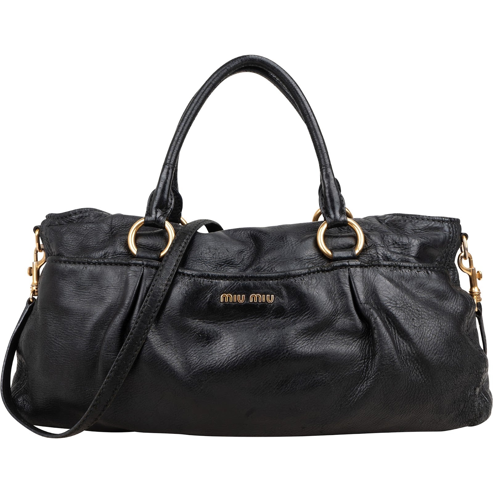 Miu Miu Vitelo Daino Turnlock Coffer Satchel Handbag