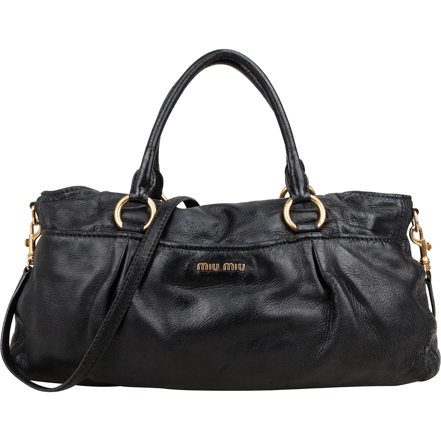 Miu Miu Vitelo Daino Turnlock Coffer Satchel Handbag
