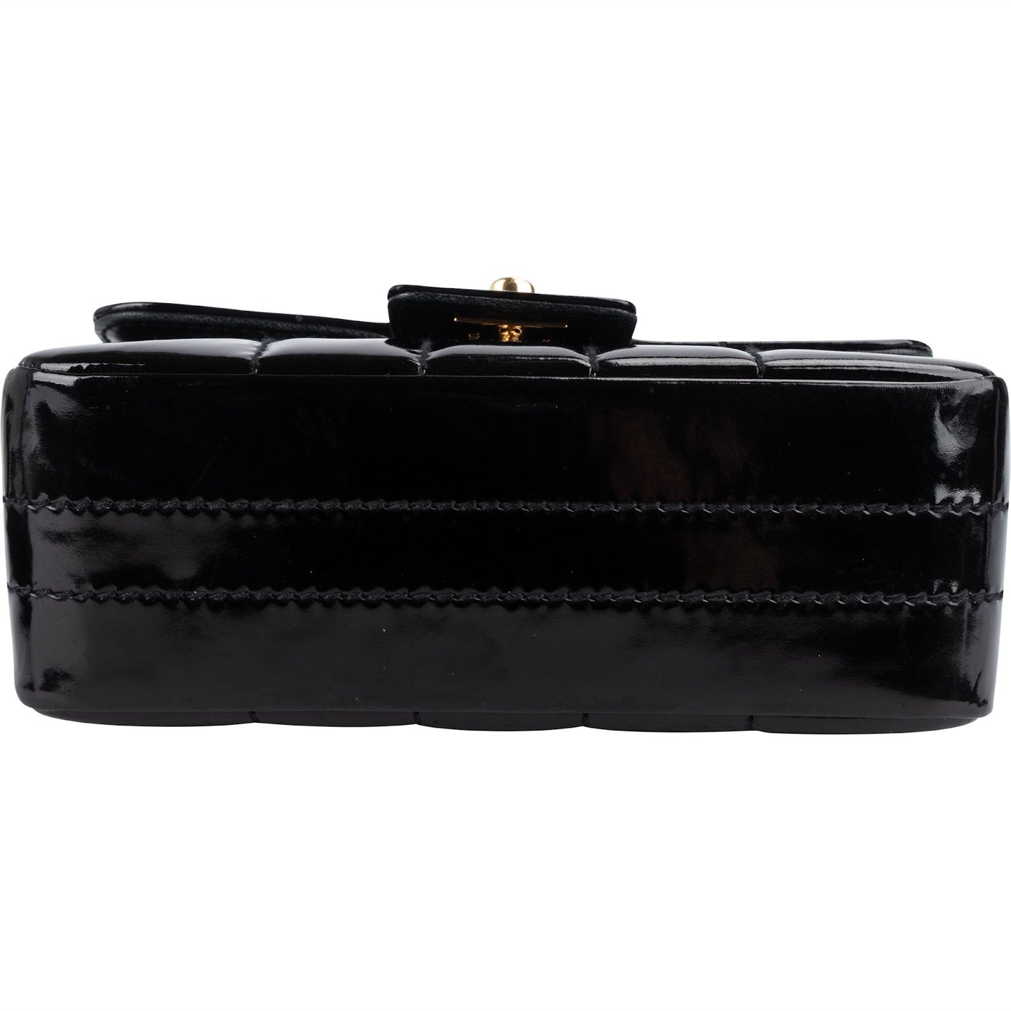 Chanel Patent Leather Chocolate Bar 24K Gold Single Flap Crossbody Bag