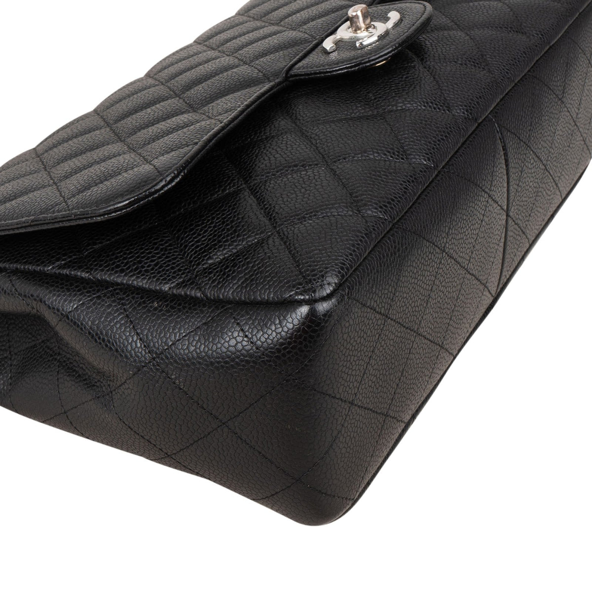 Chanel Quilted Caviar Leather Jumbo Single Flap Crossbody Bag