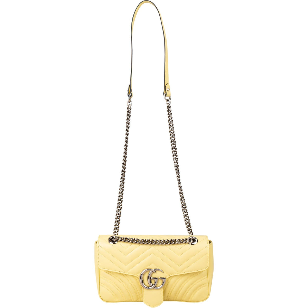 Gucci Bright Yellow Matelassé Leather Marmont Crossbody Bag