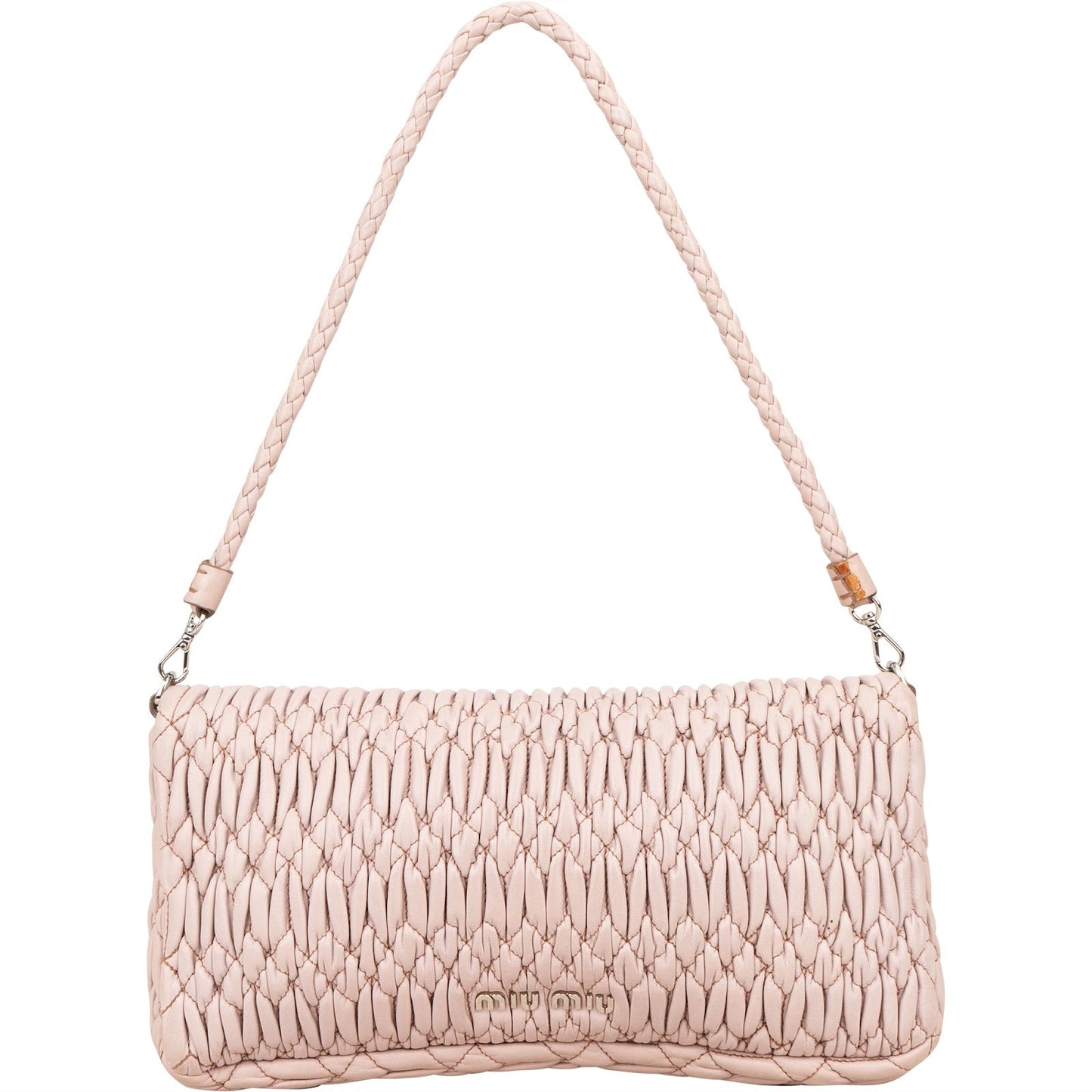 Miu Miu Matelassé Nappa Leather Crystal Flap Shoulder Bag