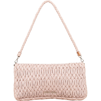 Miu Miu Matelassé Nappa Leather Crystal Flap Shoulder Bag
