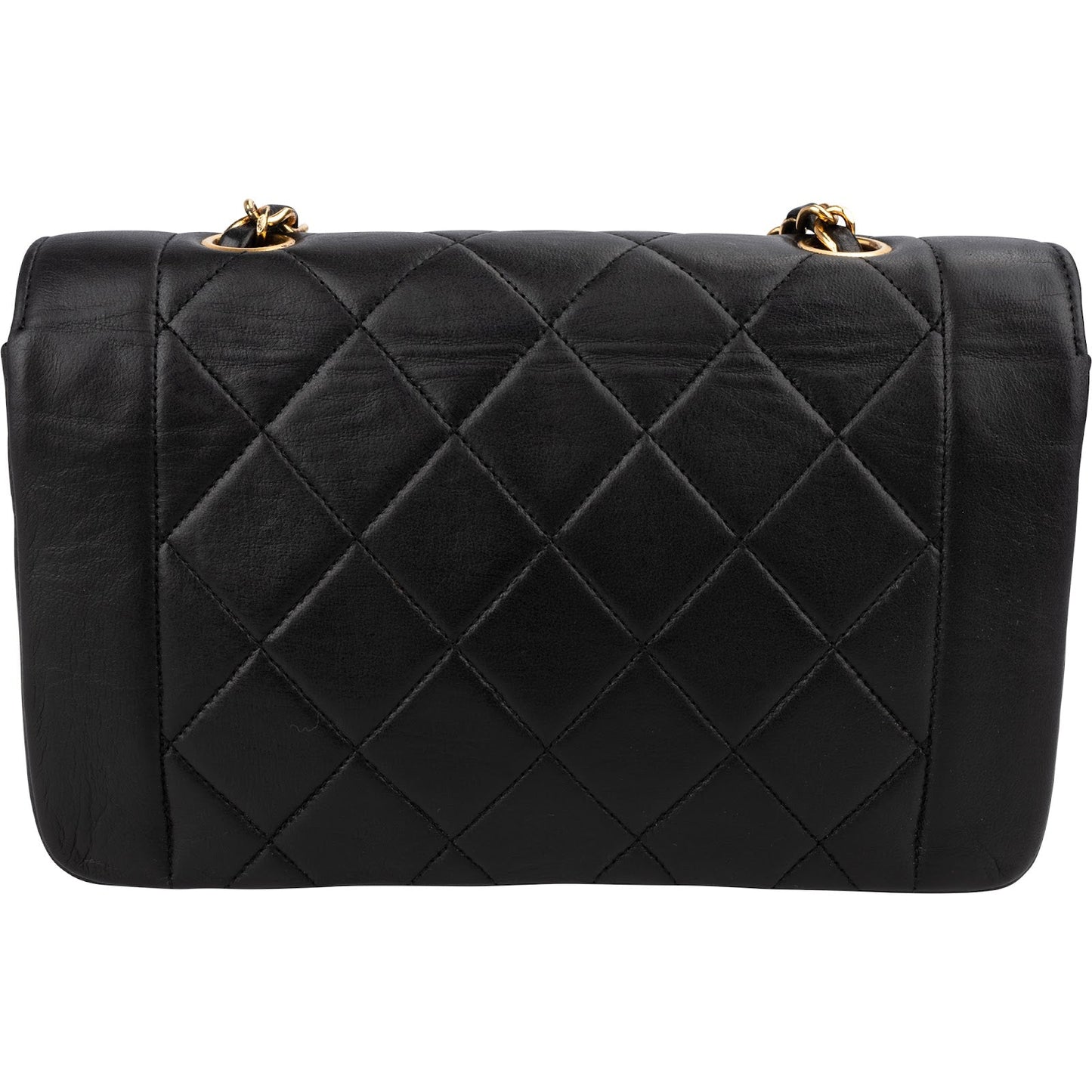 Chanel Quilted Lambskin Diana 24K Gold Single Flap Crossbody Bag