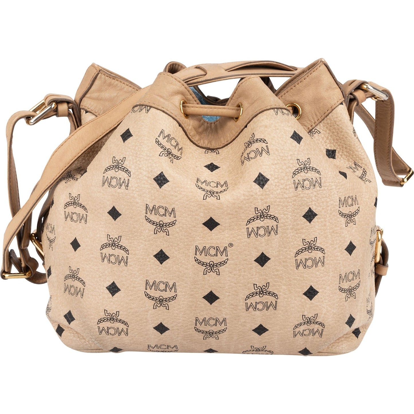 MCM Monogram Visetos Drawstring Bucket Crossbody Bag