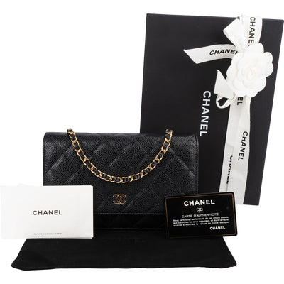 Chanel Quilted Caviar Leather Wallet on Chain Crossbody Bag