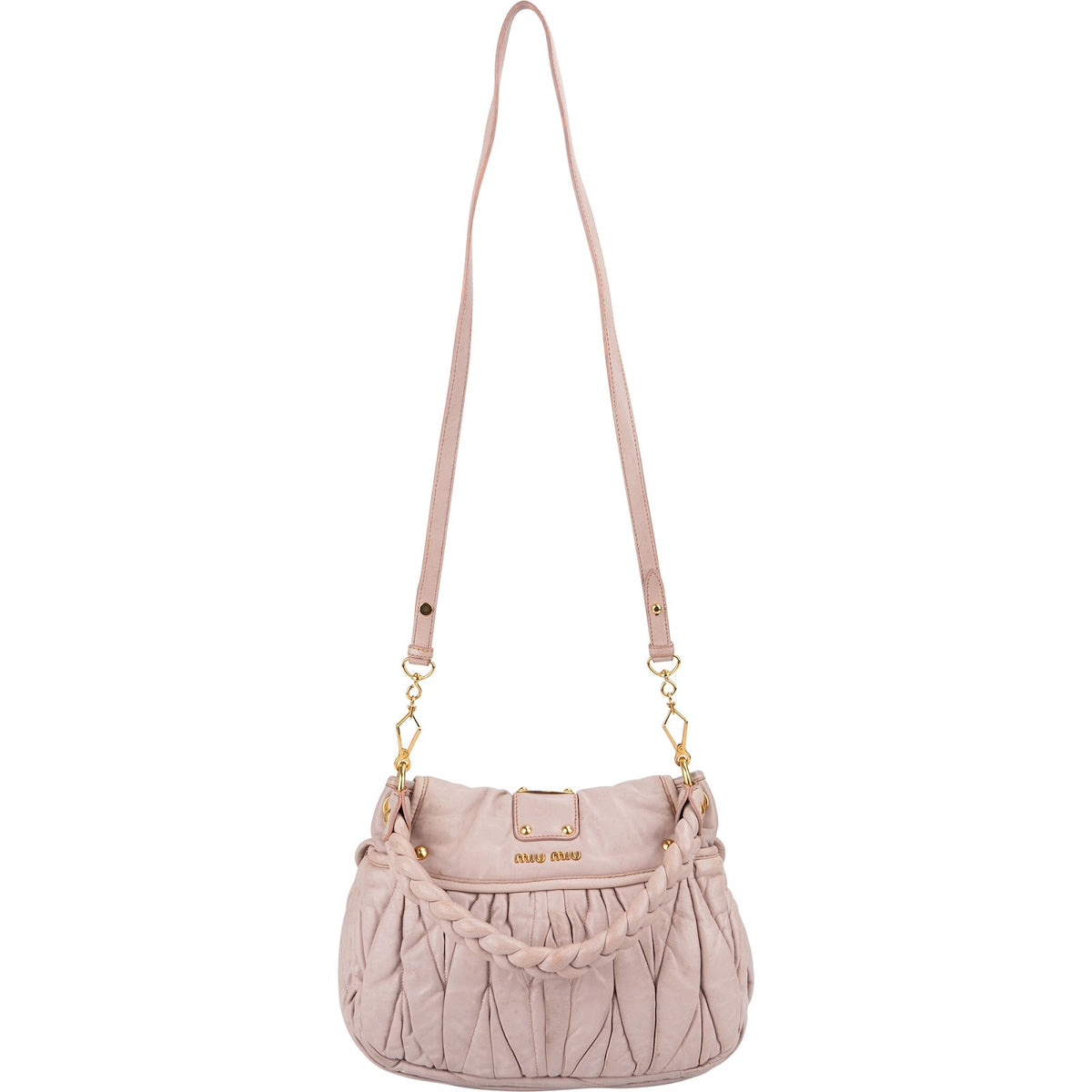 Miu Miu Matelassé Mappa Leather Small Coffer City Shoulder Bag