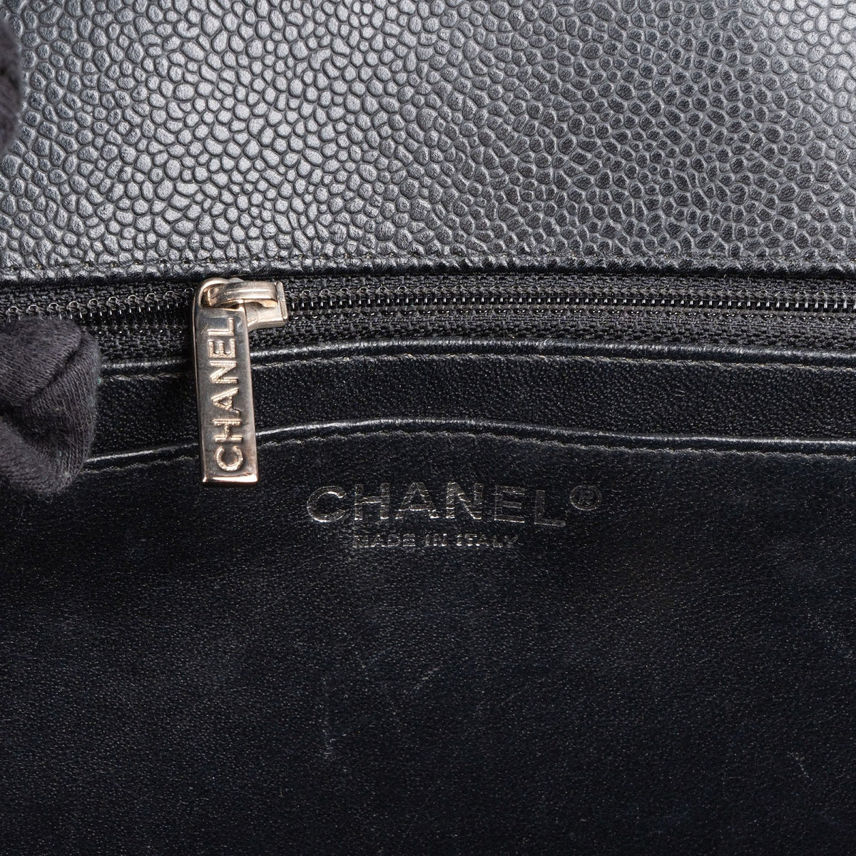 Chanel Quilted Caviar Leather Palladium Maxi Single Flap Crossbody Bag