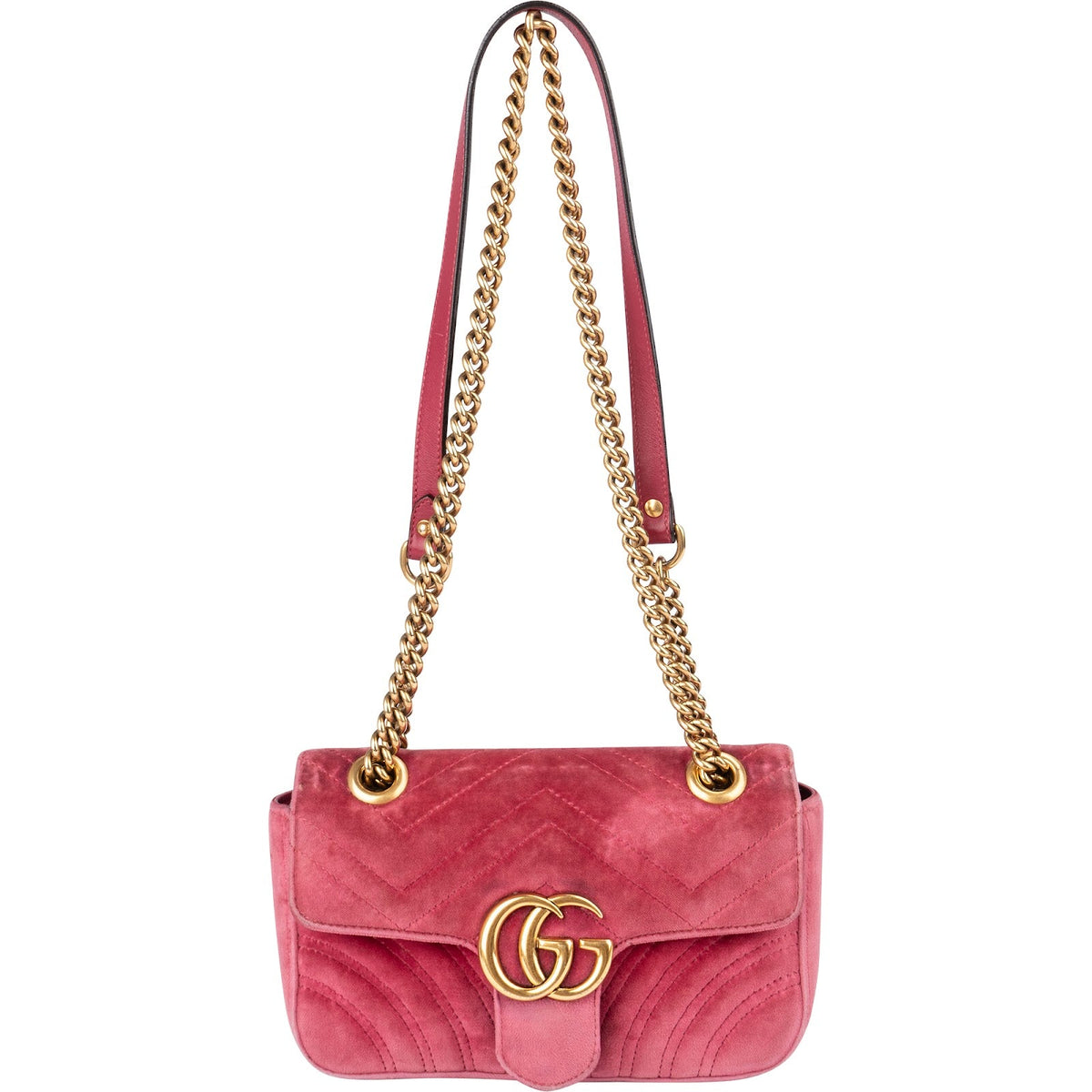 Gucci Matelassé Velvet GG Marmont Small Crossbody Bag