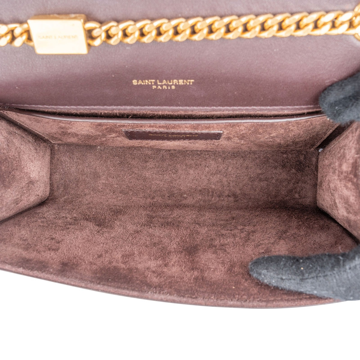Saint Laurent Leather Heart Print Kate Crossbody Bag
