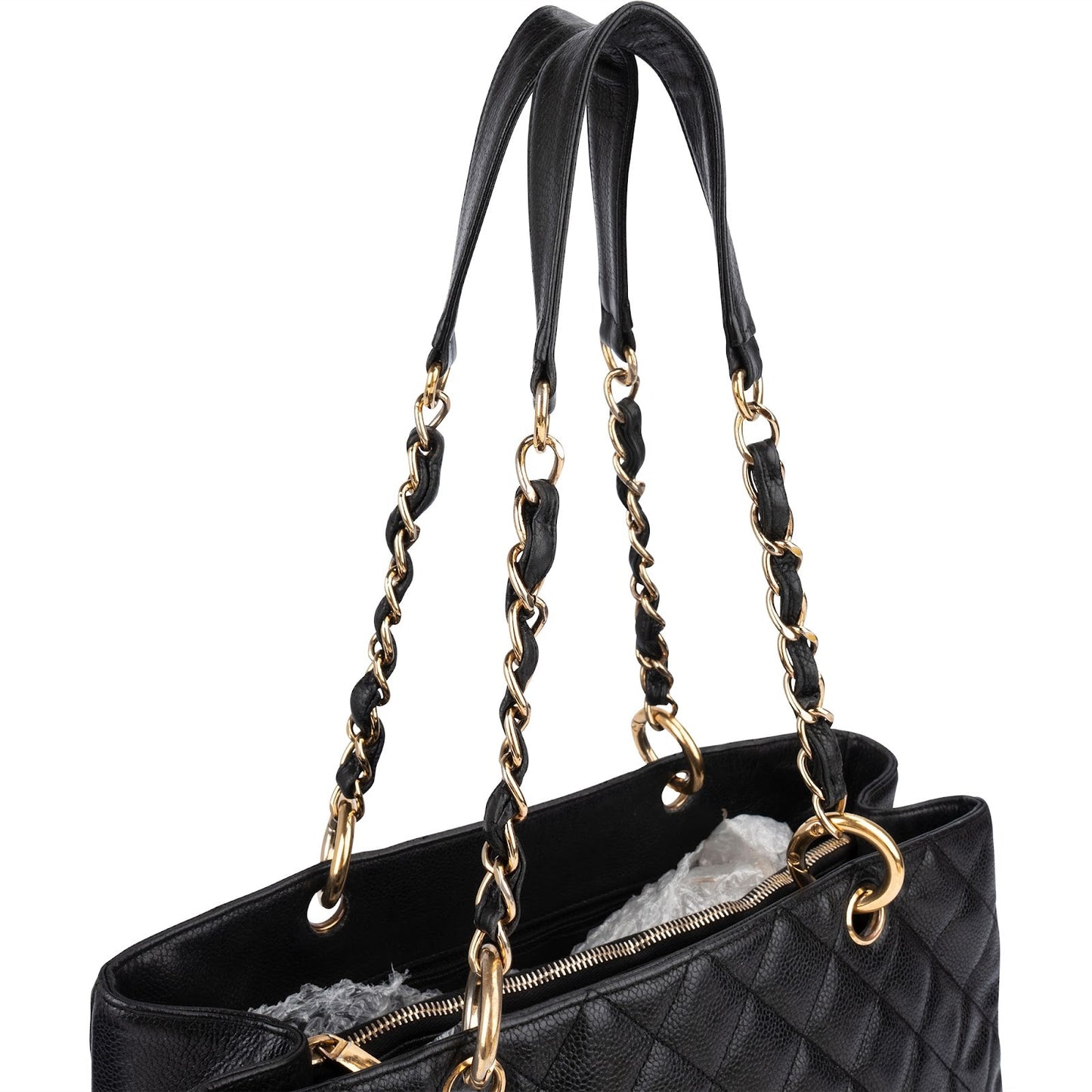 Chanel Quilted Caviar Leather Grand Shopping Tote Shoulder Bag