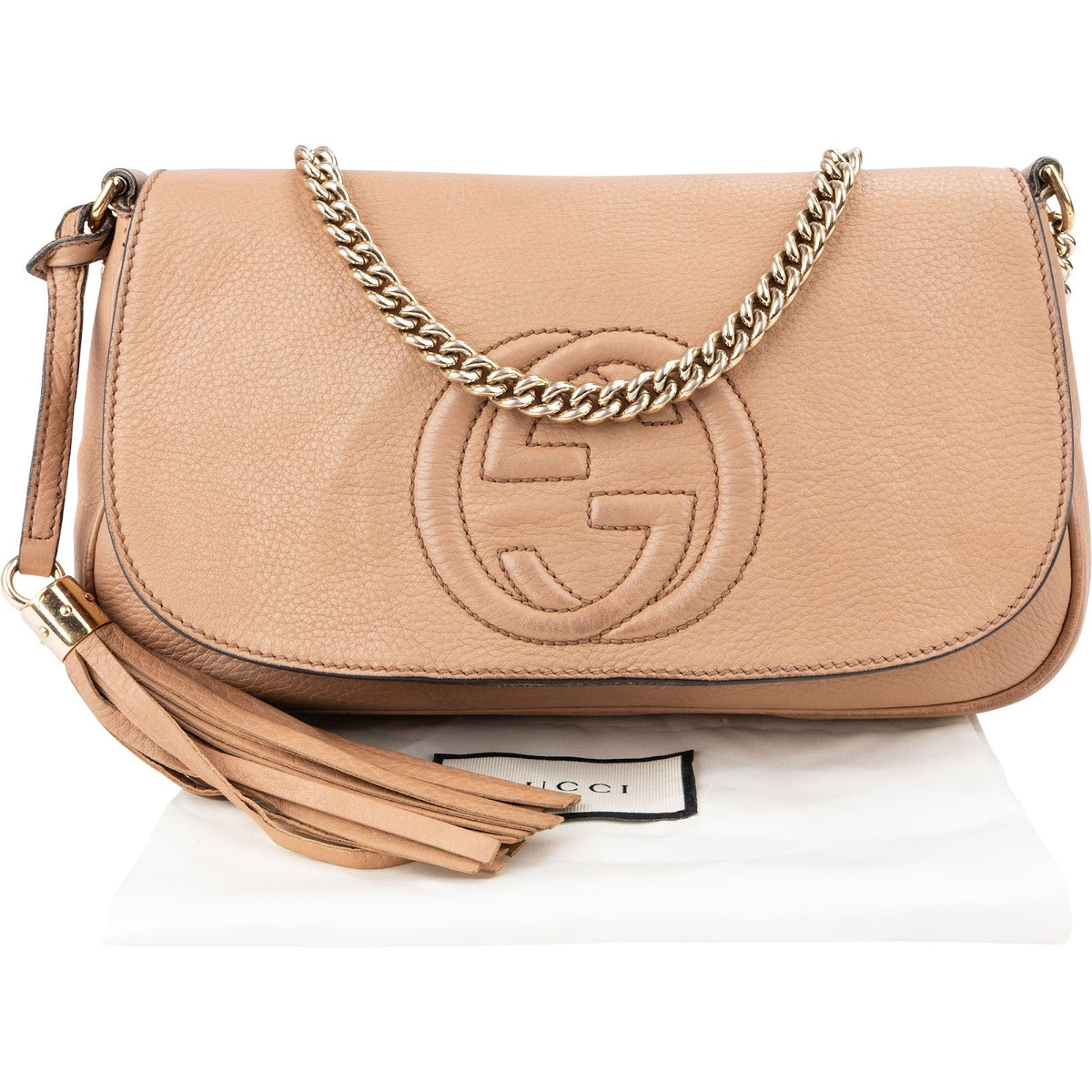 Gucci Grained Leather GG Soho Crossbody Bag
