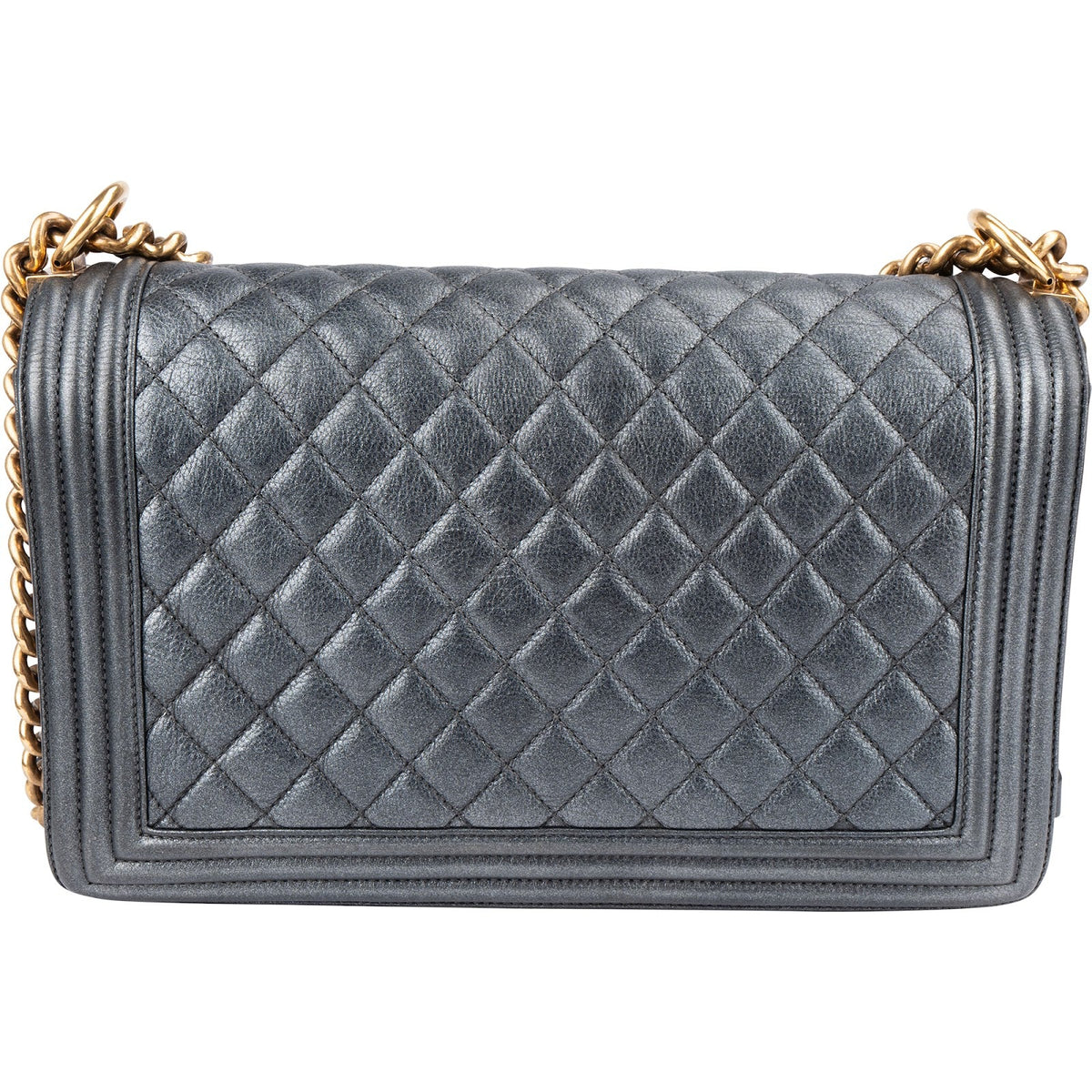 Chanel Quilted Metallic Lambskin Large Boy New Medium Crossbody Bag