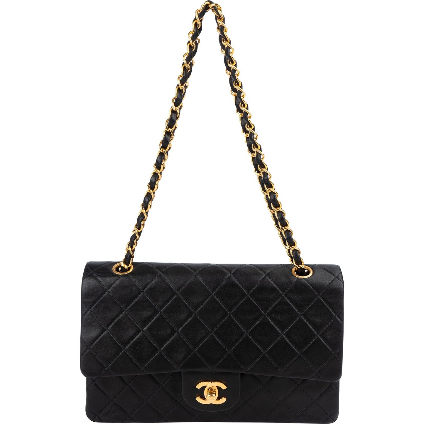 Chanel Quilted Lambskin 24K Gold Medium Double Flap Shoulder Bag