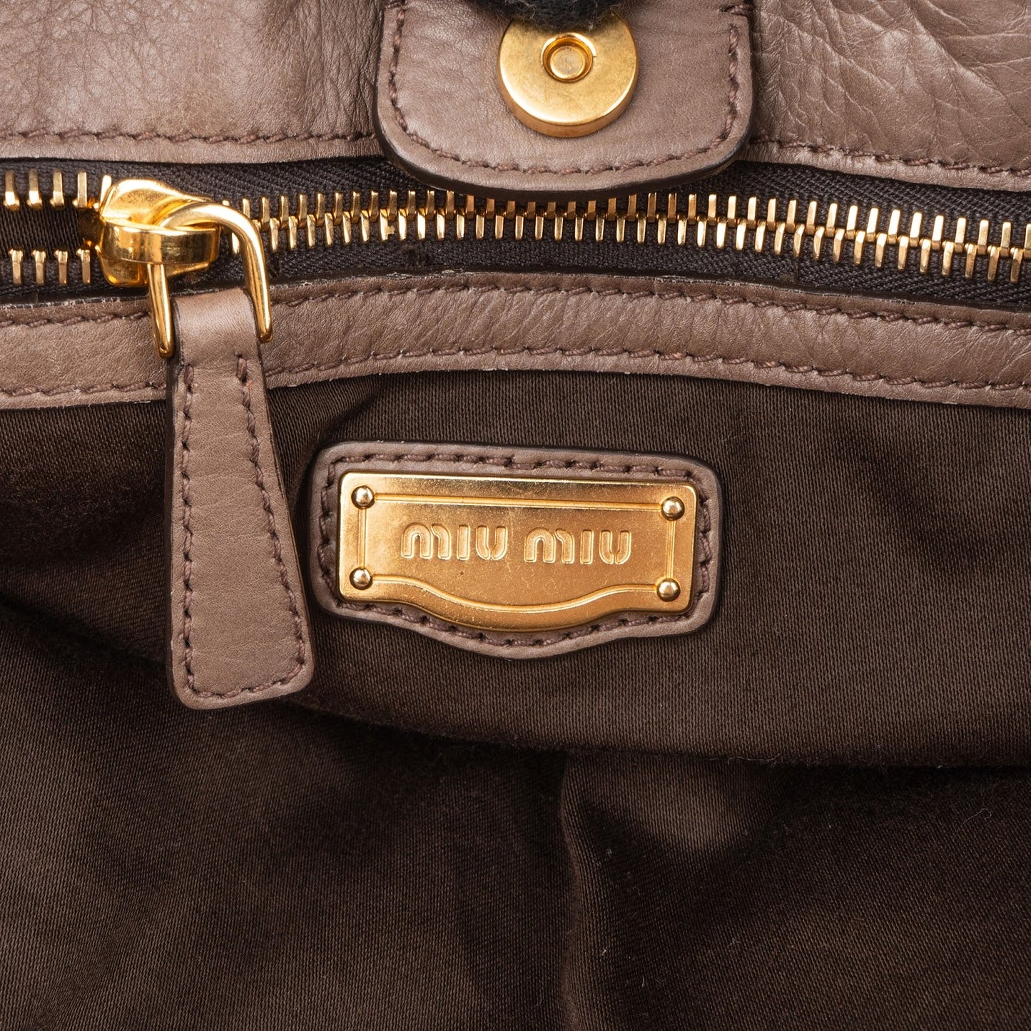 Miu Miu Vitello Lux Leather Gathered Tote Shoulder Bag