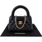 Chanel Black Leather Quilted Lambskin Nano Kelly Top Handle Crossbody Handbag