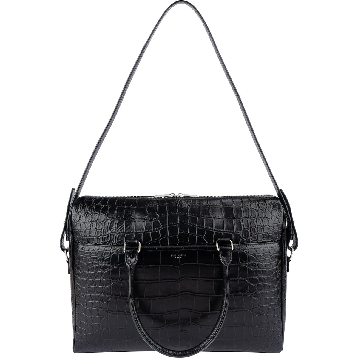 Yves Saint Laurent Croc-Embossed Leather Avec Briefcase Shoulder Handbag