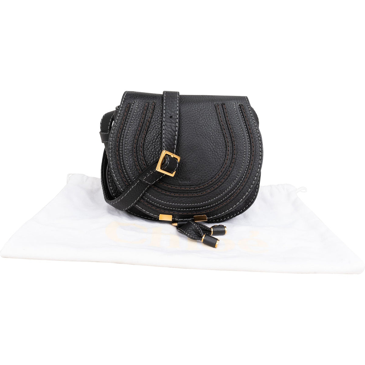 Chloé Grained Calfskin Small Marcie Saddle Crossbody Bag