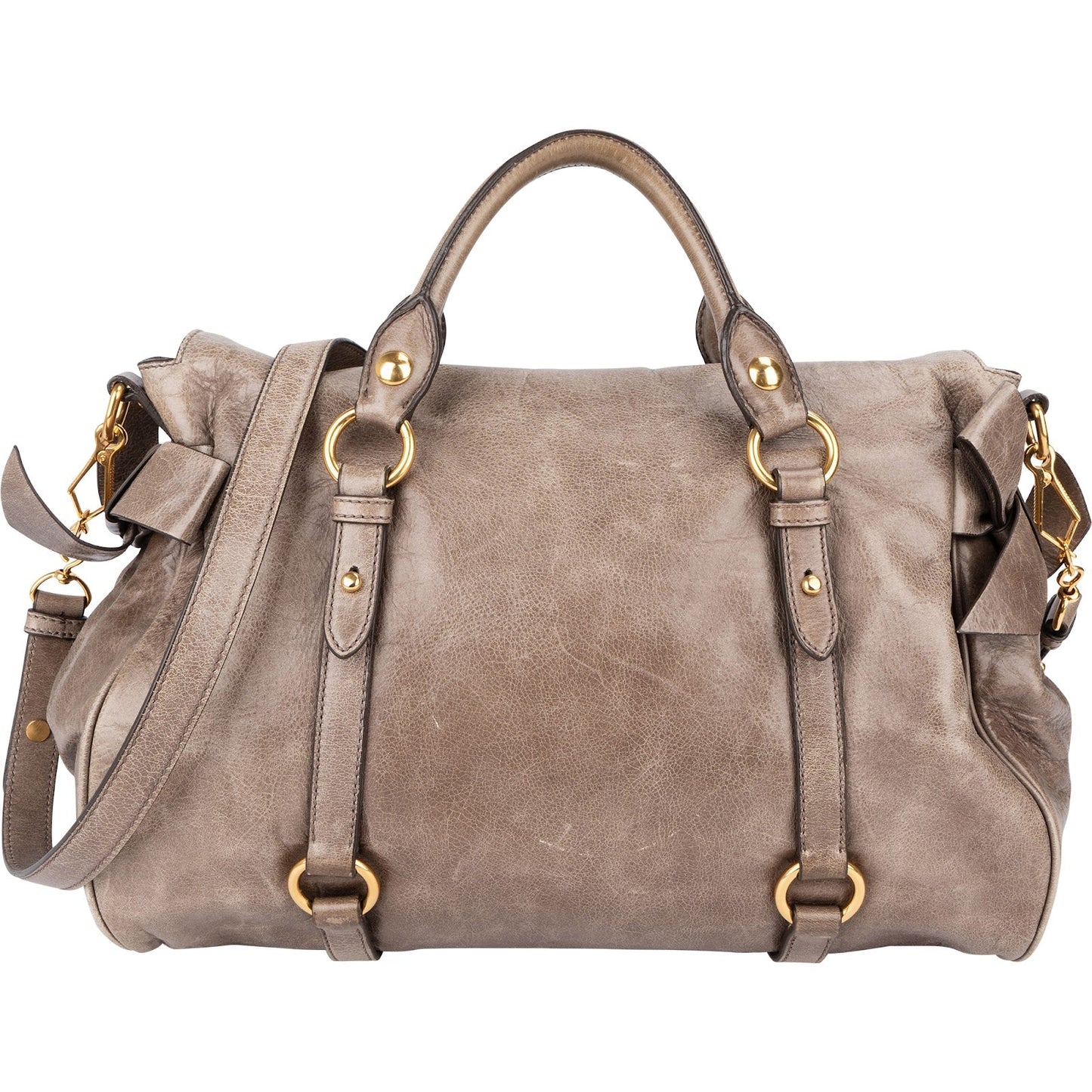 Miu Miu Vitello Lux Leather Bow Handbag