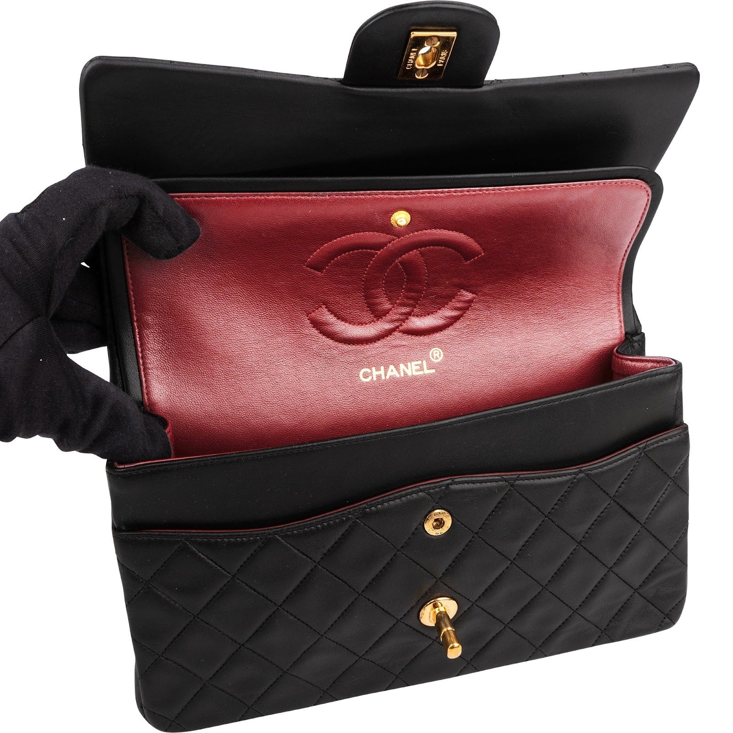 Chanel Quilted Lambskin 24K Gold Medium Double Flap Shoulder Bag
