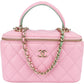 Chanel Pink Green Bicolor Quilted Lambskin Top Handle Vanity Case Crossbody Handbag