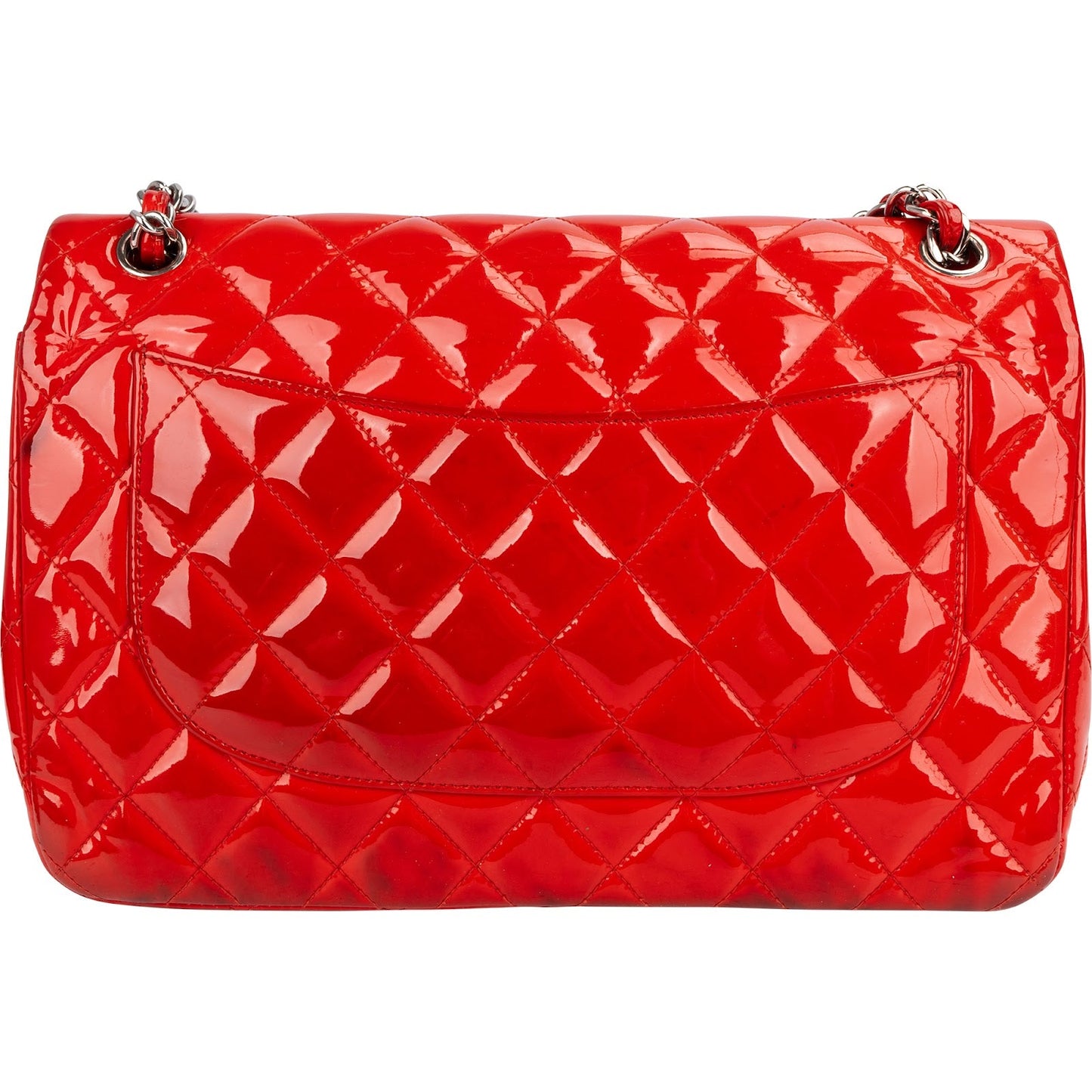 Chanel Quilted Patent Leather Jumbo Double Flap Crossbody Bag