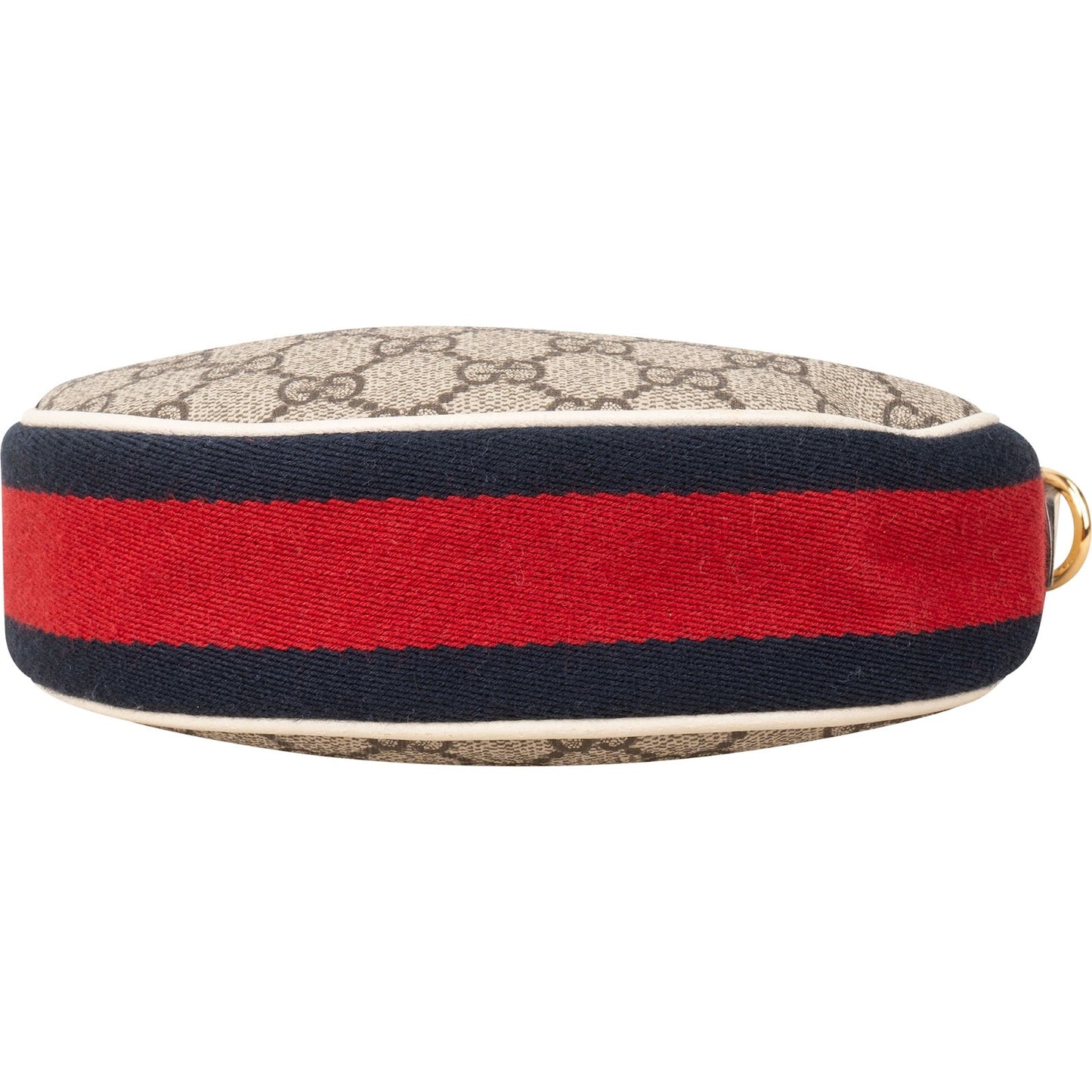 Gucci Monogram GG Supreme Canvas Web Stripe Ophidia Half-Moon Mini Shoulder Bag