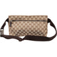 Gucci Grained Leather Monogram GG Canvas Crossbody Belt Bag