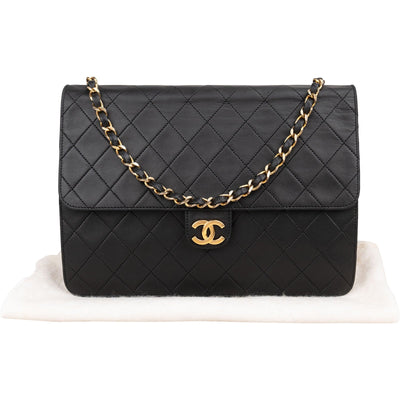 Chanel Quilted Lambskin 24K Gold Single Flap Shoulder Bag