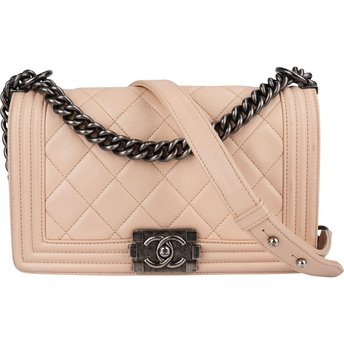 Chanel Quilted Lambskin Boy Single Flap Crossbody Bag